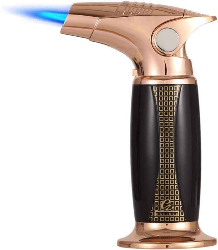 Cigar Lighter 1Jet Torch Blue Flames Butane Gas Fluid Adjustable Cigar Lighter with Cigar Punch Cutter